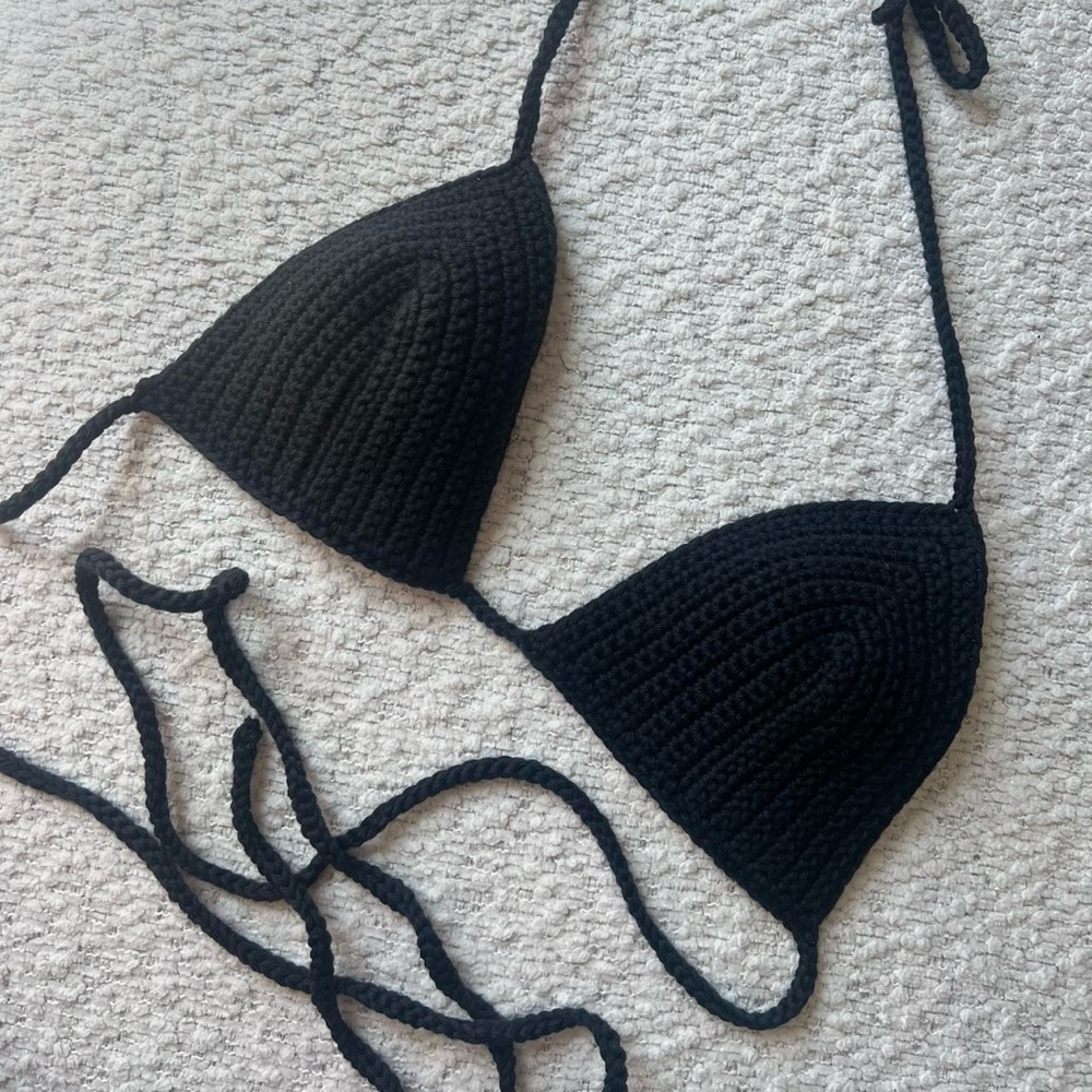 Black Crochet Bikini Top